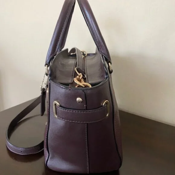 Coach F55665 Pebble And Smooth Leather Satchel/Shoulder/Crossbody Bag Burgundy